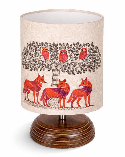 Modern Zen Wooden Lampshade Nightstand Lamps, Table Lamp for Home, Antique Base E27 Creative Reading Bedside Lamps Ideal for Bedroom, Pebble, Art of India Shade