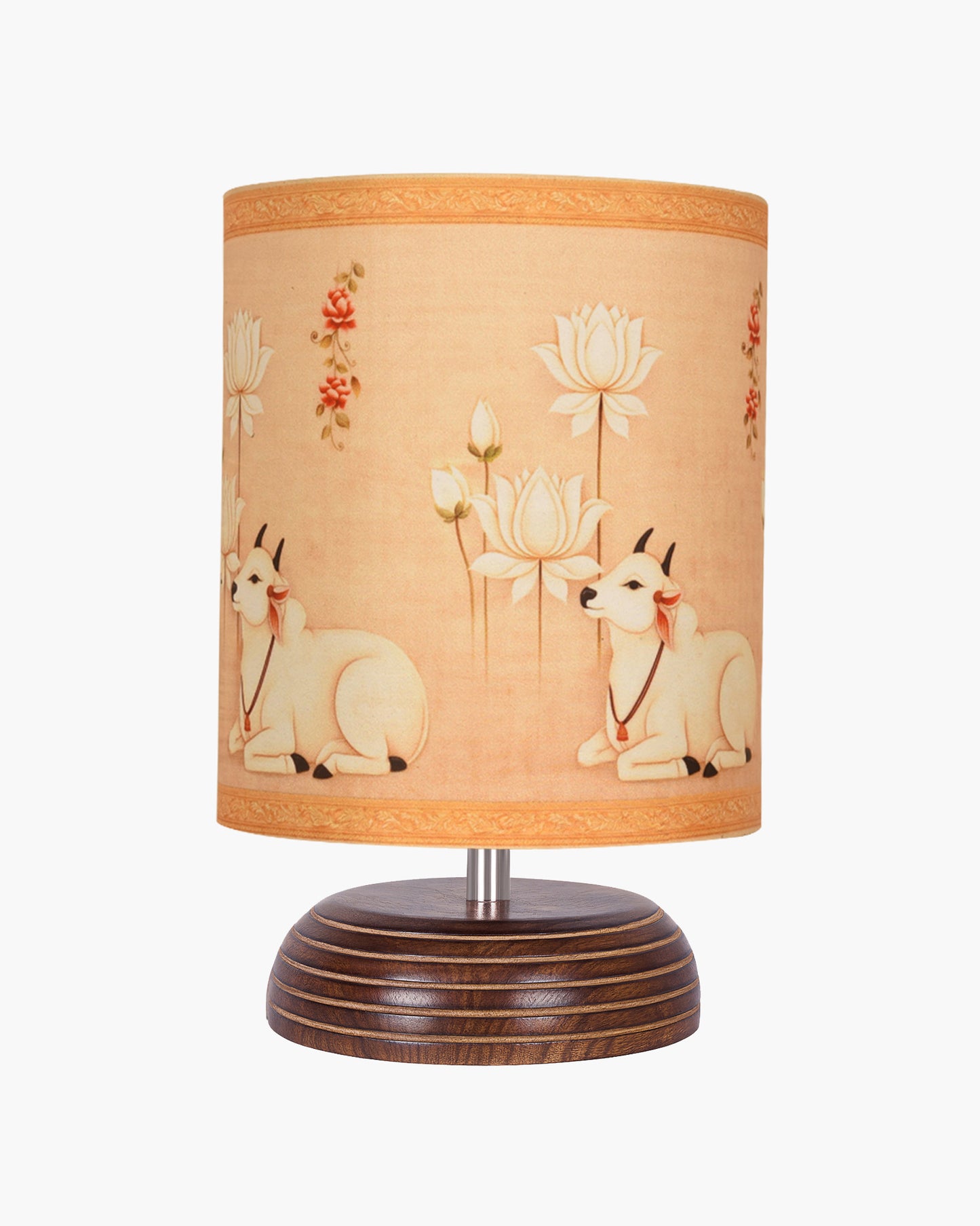 Modern Zen Wooden Lampshade Nightstand Lamps, Table Lamp for Home, Antique Base E27 Creative Reading Bedside Lamps Ideal for Bedroom, Pebble, Art of India Shade