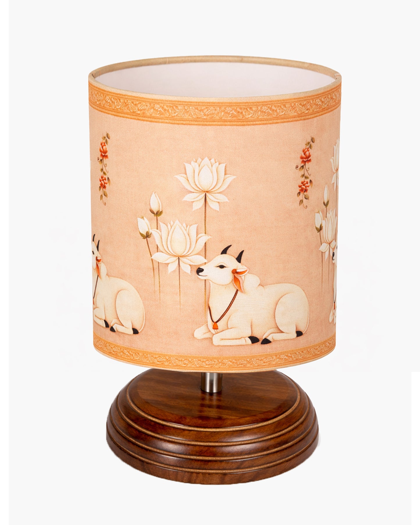 Modern Zen Wooden Lampshade Nightstand Lamps, Table Lamp for Home, Antique Base E27 Creative Reading Bedside Lamps Ideal for Bedroom, Pebble, Art of India Shade