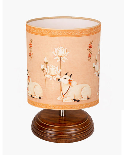 Modern Zen Wooden Lampshade Nightstand Lamps, Table Lamp for Home, Antique Base E27 Creative Reading Bedside Lamps Ideal for Bedroom, Pebble, Art of India Shade