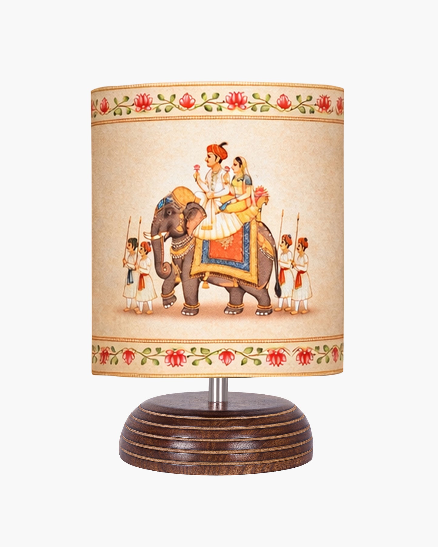 Modern Zen Wooden Lampshade Nightstand Lamps, Table Lamp for Home, Antique Base E27 Creative Reading Bedside Lamps Ideal for Bedroom, Pebble, Art of India Shade