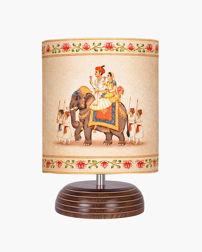 Modern Zen Wooden Lampshade Nightstand Lamps, Table Lamp for Home, Antique Base E27 Creative Reading Bedside Lamps Ideal for Bedroom, Pebble, Art of India Shade
