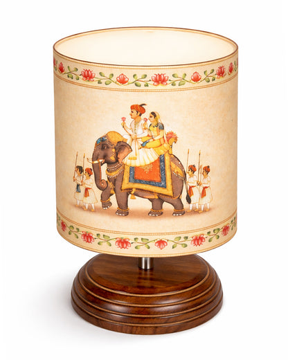 Modern Zen Wooden Lampshade Nightstand Lamps, Table Lamp for Home, Antique Base E27 Creative Reading Bedside Lamps Ideal for Bedroom, Pebble, Art of India Shade