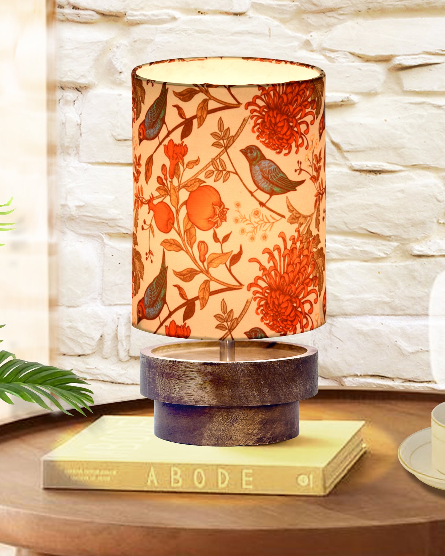Modern Zen Wooden Lampshade Nightstand Lamps, Antique Base E27 Creative Reading Bedside Lamps Ideal for Bedroom, Concentric, Bird Cylinder