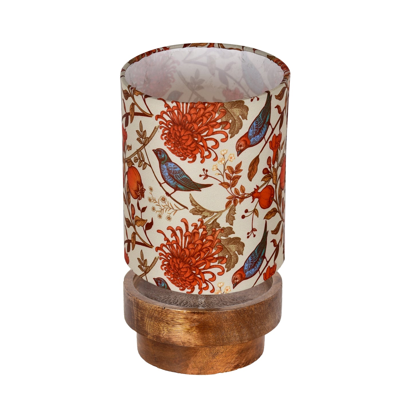 Modern Zen Wooden Lampshade Nightstand Lamps, Antique Base E27 Creative Reading Bedside Lamps Ideal for Bedroom, Concentric, Bird Cylinder