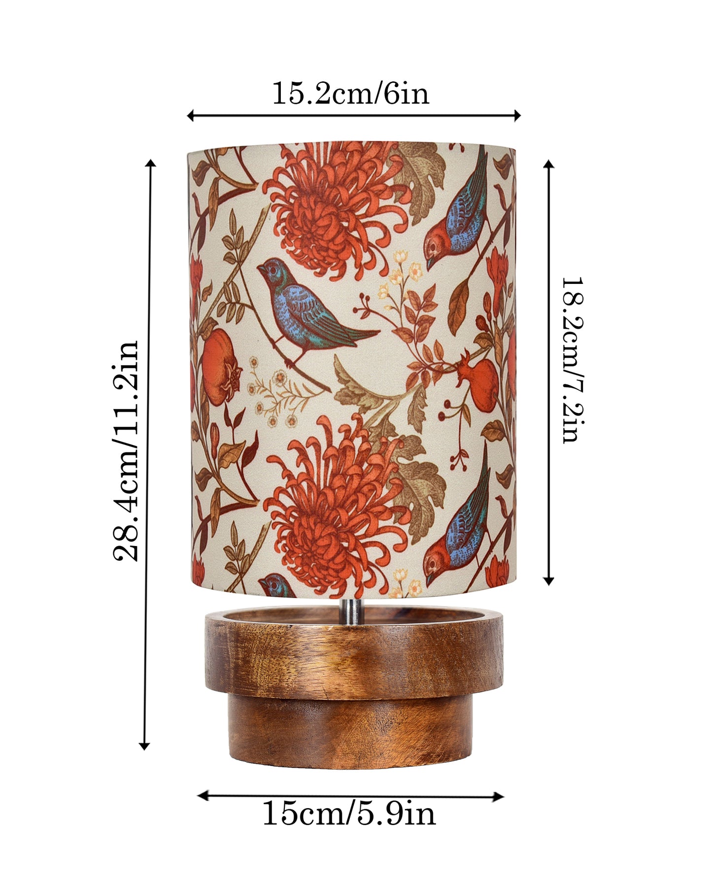 Modern Zen Wooden Lampshade Nightstand Lamps, Antique Base E27 Creative Reading Bedside Lamps Ideal for Bedroom, Concentric, Bird Cylinder