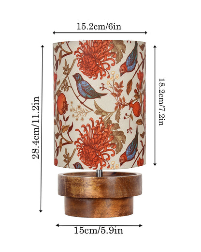 Modern Zen Wooden Lampshade Nightstand Lamps, Antique Base E27 Creative Reading Bedside Lamps Ideal for Bedroom, Concentric, Bird Cylinder