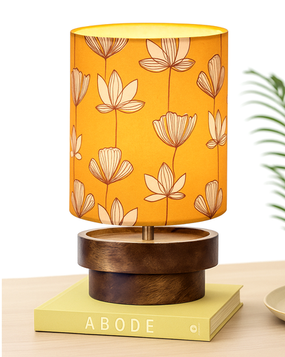 Modern Zen Wooden Lampshade Nightstand Lamps, Antique Base E27 Creative Reading Bedside Lamps Ideal for Bedroom, Concentric, Bird Cylinder