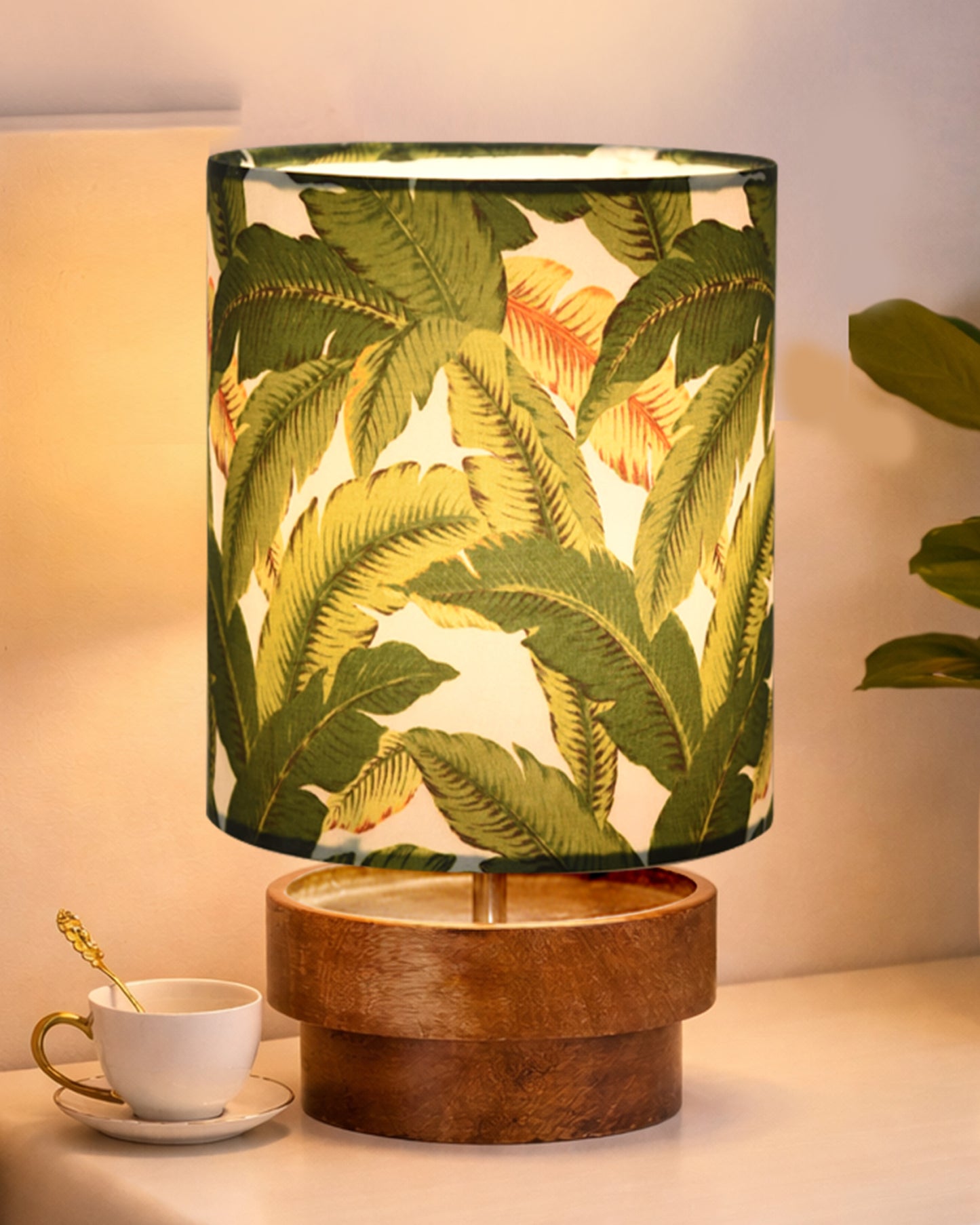 Modern Zen Wooden Lampshade Nightstand Lamps, Antique Base E27 Creative Reading Bedside Lamps Ideal for Bedroom, Concentric, Bird Cylinder