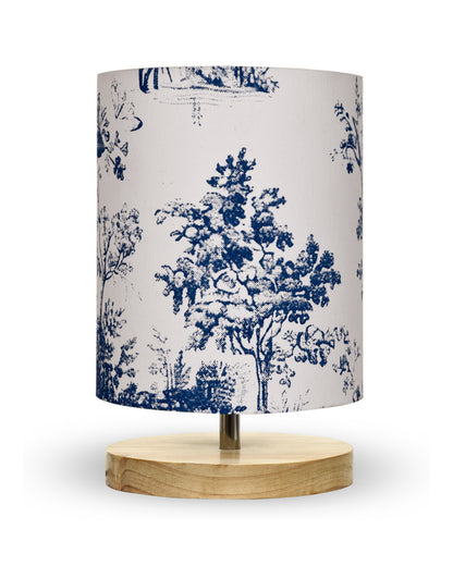 Pine Table Lamp-Wooden Bedside Lamp Simple Bedroom Light Linen Shade Mini Desk Lamp Nightstand Lamp for Bedroom,Living Room,Gift, Bird Cylinder