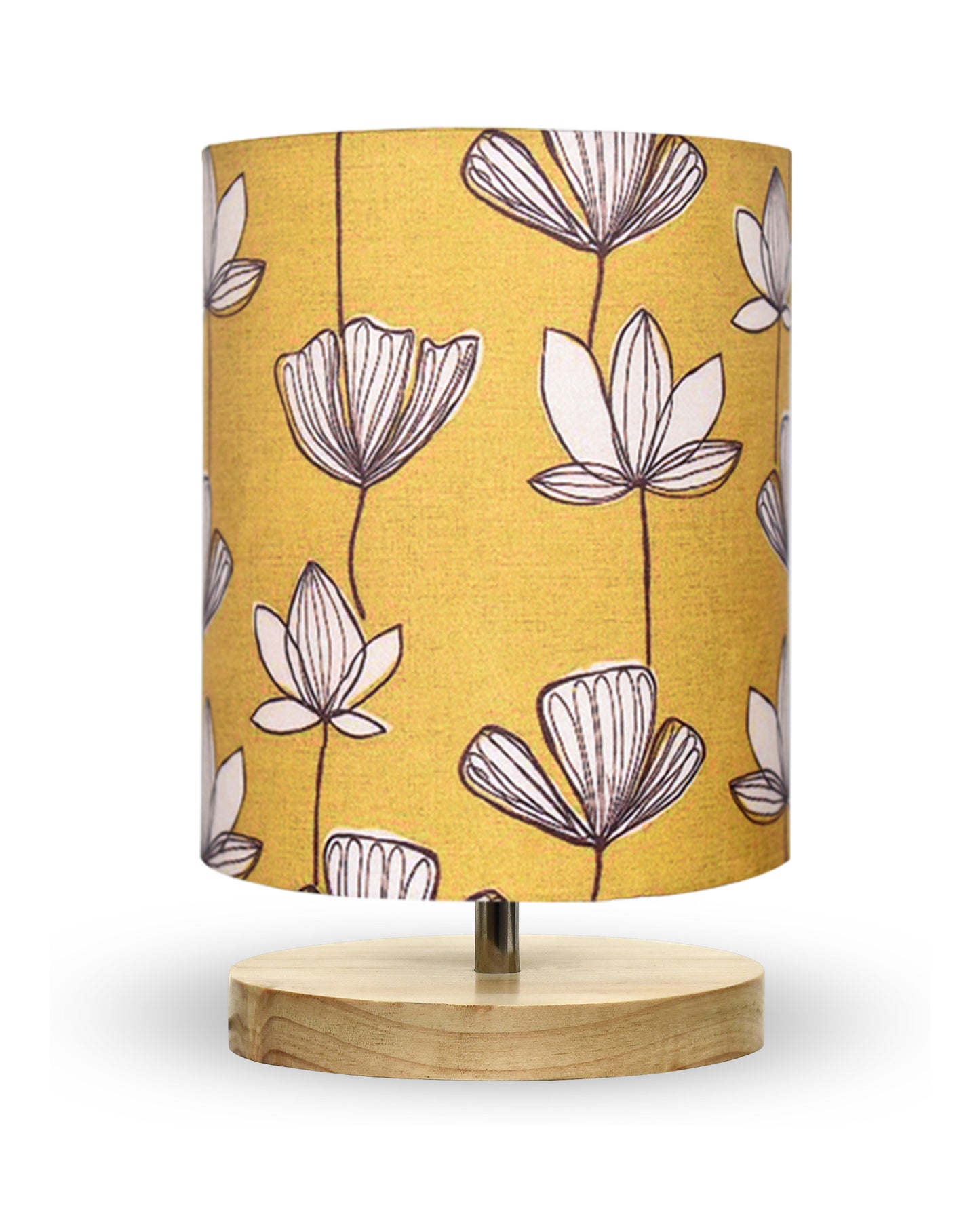 Pine Table Lamp-Wooden Bedside Lamp Simple Bedroom Light Linen Shade Mini Desk Lamp Nightstand Lamp for Bedroom,Living Room,Gift, Bird Cylinder