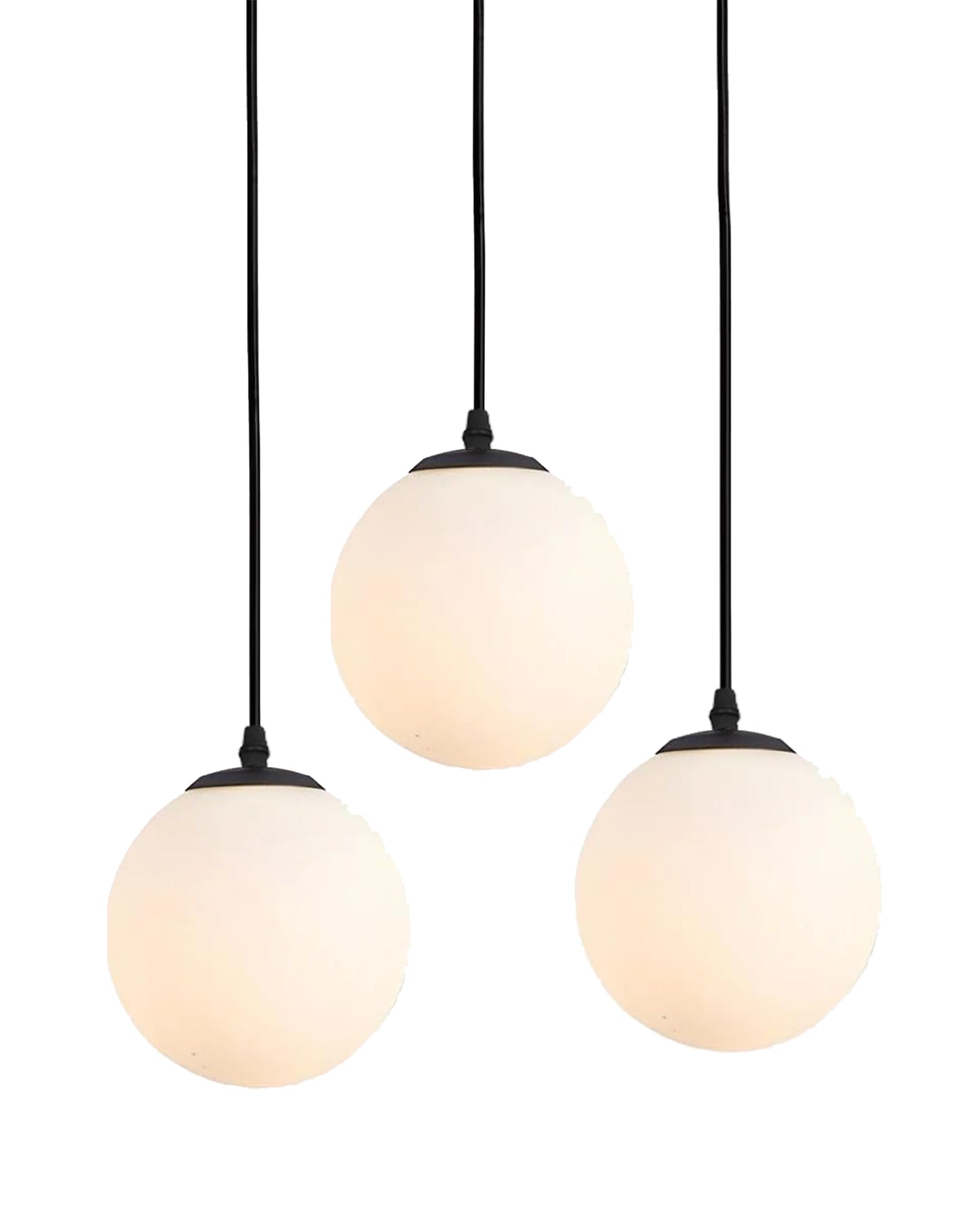 Chandelier Pendant Light, Retro Industrial Style Nordic Glass Hanging Ceiling Creative Bar Counter Decoration Restaurant Black Lighting with Metal Tube, Frosty Globe