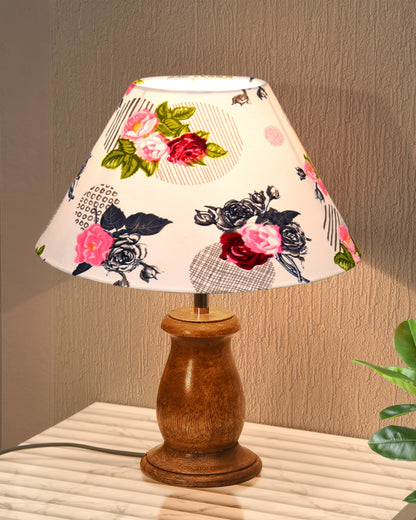 Mid Century Single Table Lamp for Living Room Farmhouse Linen Bedside Lamps for Bedroom Kids Room Dorm Office Mini-Guard, Walnut, Birds Cone