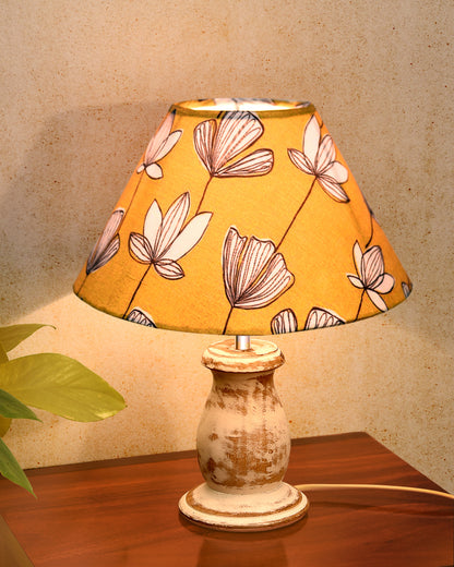 Mid Century Single Table Lamp for Living Room Farmhouse Linen Bedside Lamps for Bedroom Kids Room Dorm Office Mini-Guard, Whitewash, Birds Cone