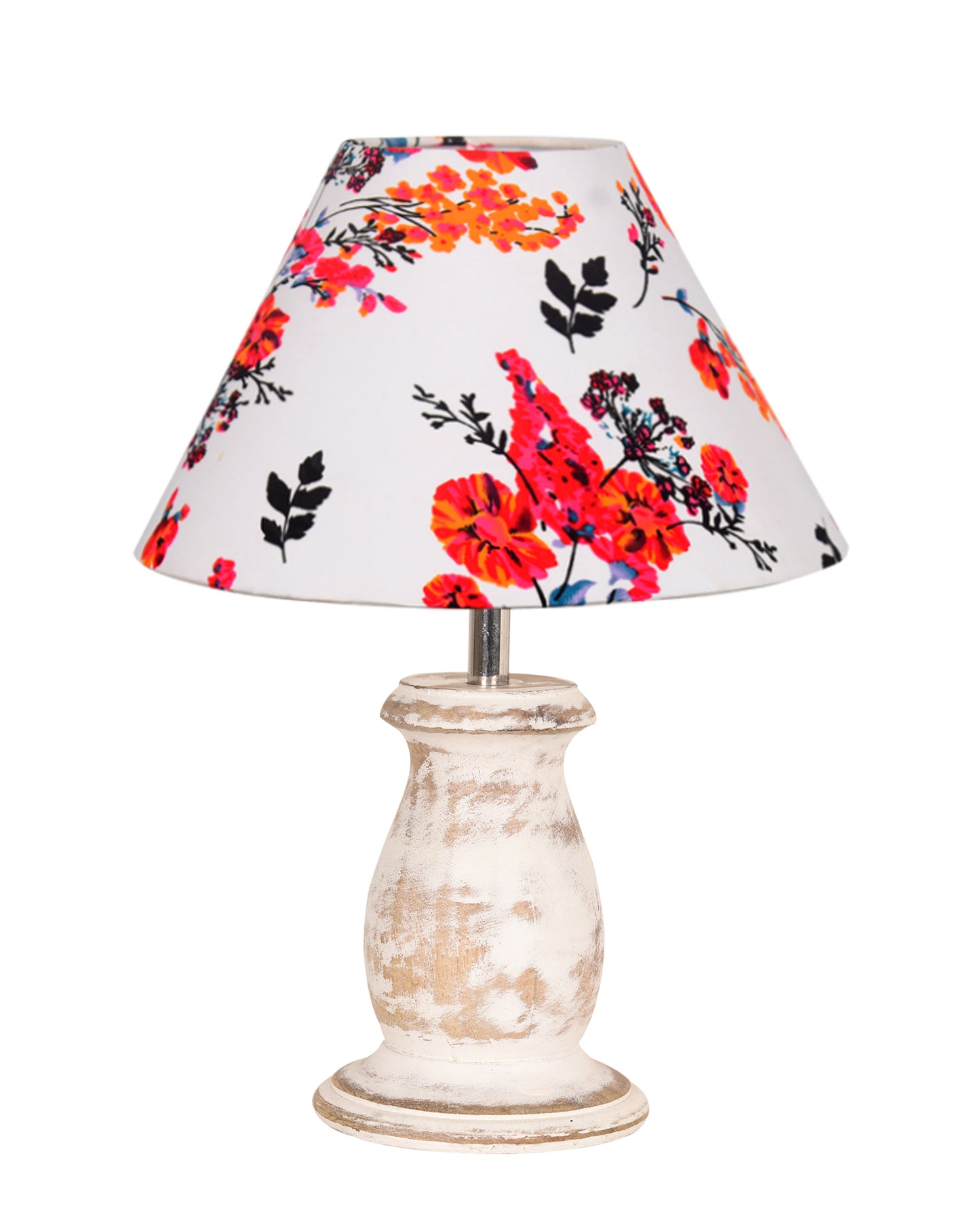 Mid Century Single Table Lamp for Living Room Farmhouse Linen Bedside Lamps for Bedroom Kids Room Dorm Office Mini-Guard, Whitewash, Birds Cone