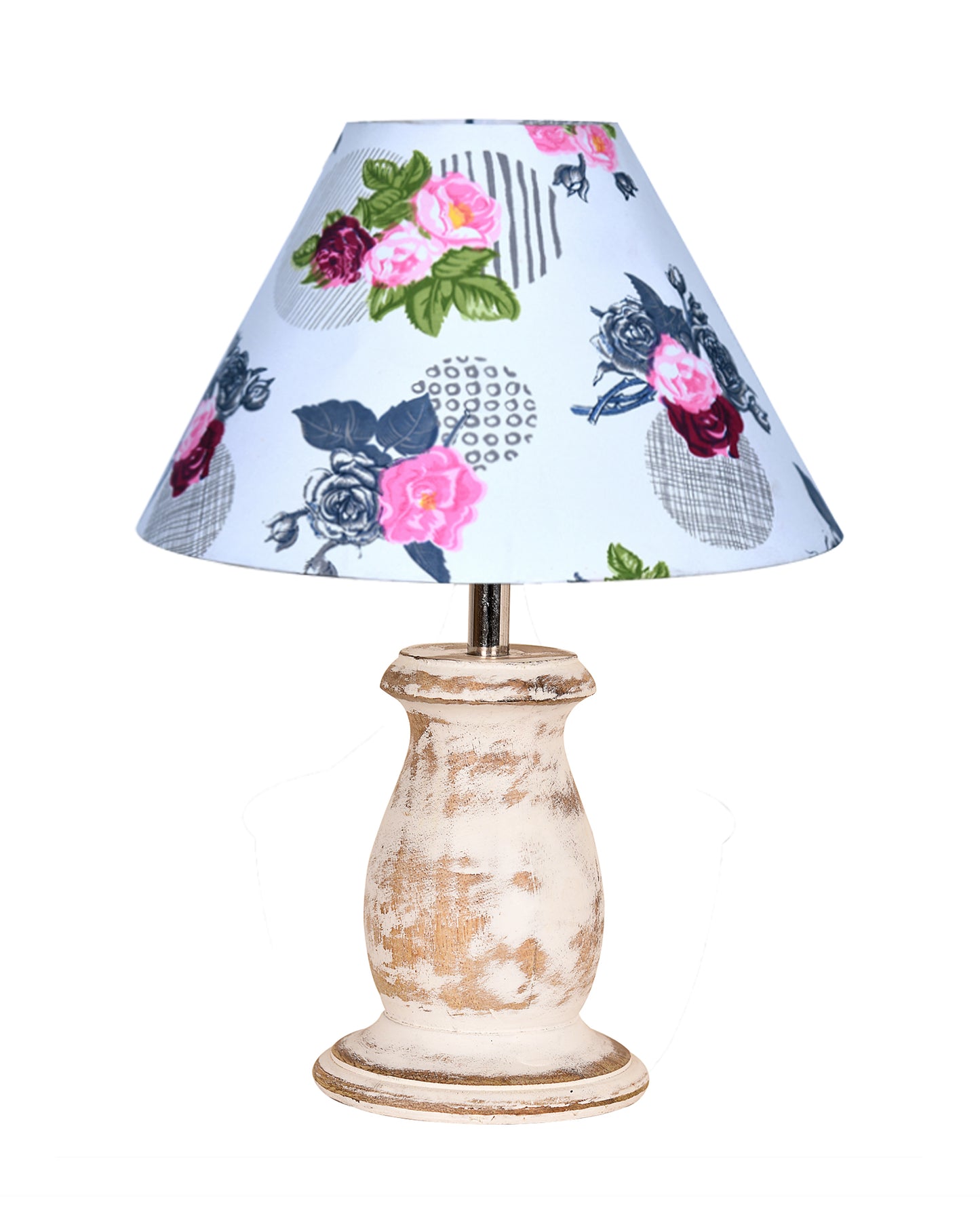 Mid Century Single Table Lamp for Living Room Farmhouse Linen Bedside Lamps for Bedroom Kids Room Dorm Office Mini-Guard, Whitewash, Birds Cone