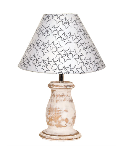 Mid Century Single Table Lamp for Living Room Farmhouse Linen Bedside Lamps for Bedroom Kids Room Dorm Office Mini-Guard, Whitewash, Birds Cone