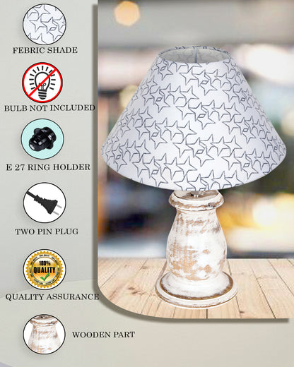 Mid Century Single Table Lamp for Living Room Farmhouse Linen Bedside Lamps for Bedroom Kids Room Dorm Office Mini-Guard, Whitewash, Birds Cone
