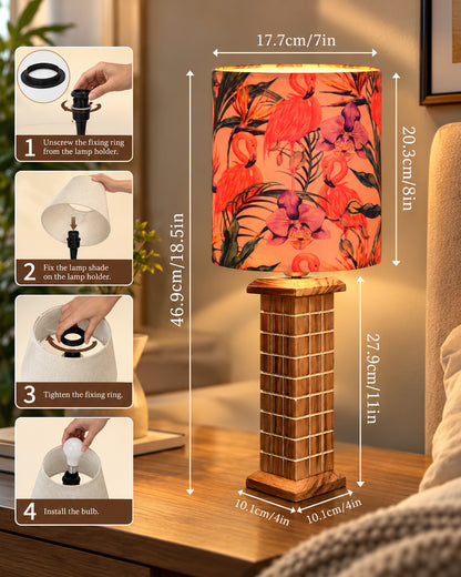 Rustic Beige Table Lamp New York Skyline with Fabric Shade, Table Light, Home Décor, Office, Gift, Jute Drum