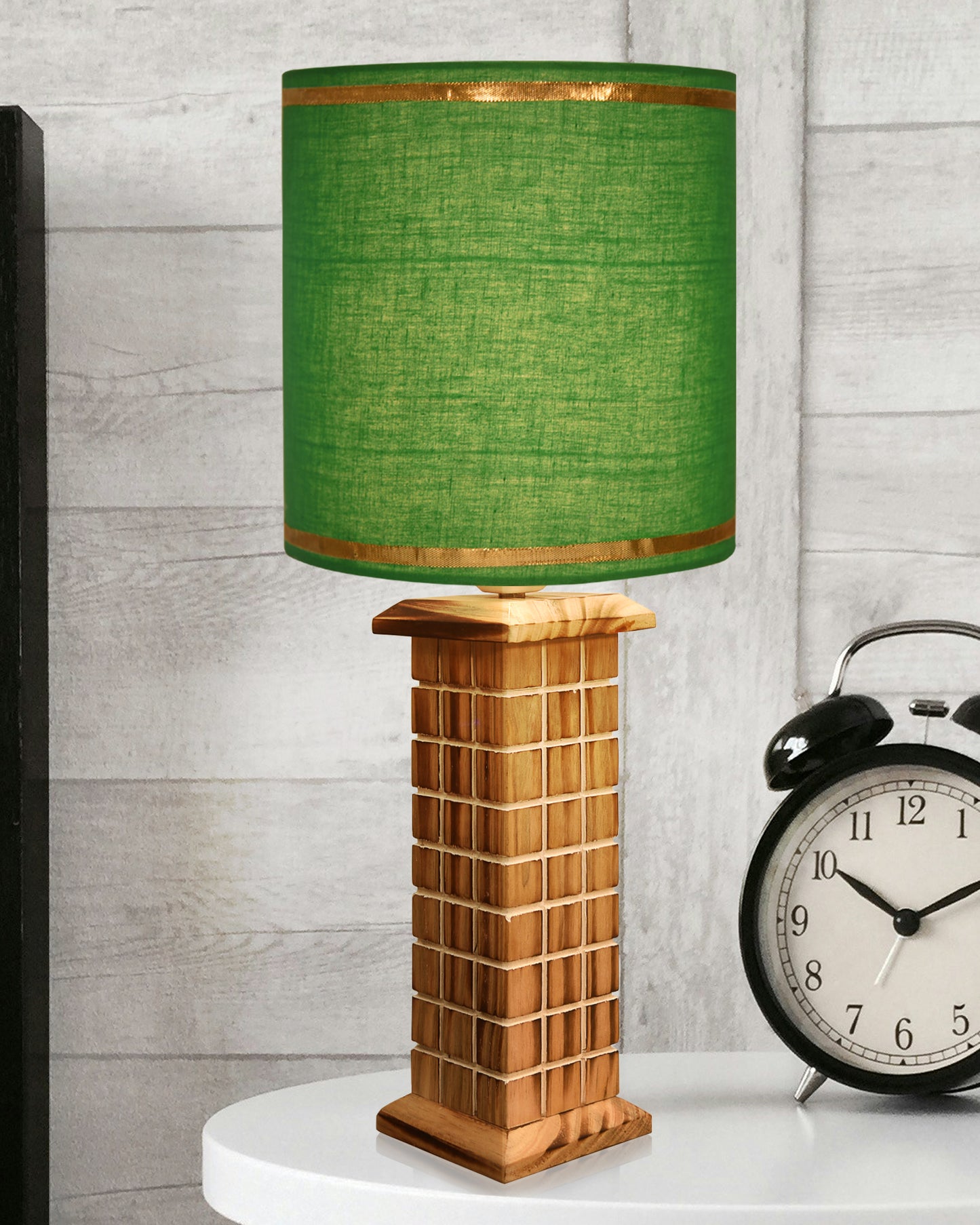 Rustic Beige Table Lamp New York Skyline with Fabric Shade, Table Light, Home Décor, Office, Gift, Jute Drum
