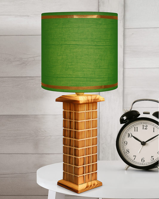 Rustic Beige Table Lamp New York Skyline with Fabric Shade, Table Light, Home Décor, Office, Gift, Jute Drum