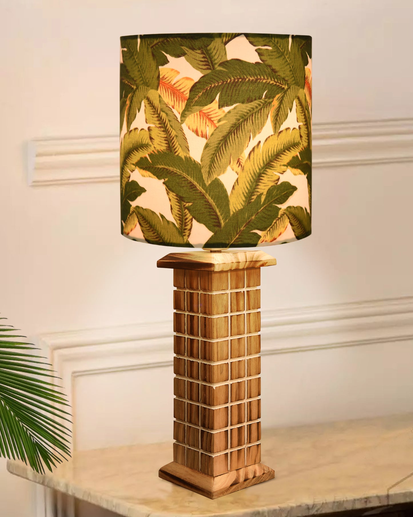 Rustic Beige Table Lamp New York Skyline with Fabric Shade, Table Light, Home Décor, Office, Gift, Jute Drum