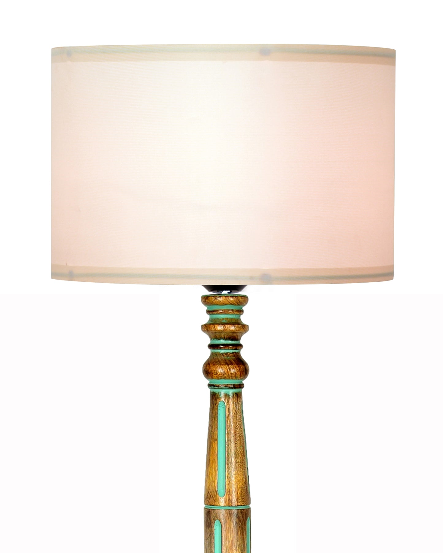 Royal Carving Antique Algae finish wooden floor lamp with Fabric Bird Shade for Beroom, Living room, corner standing lamp