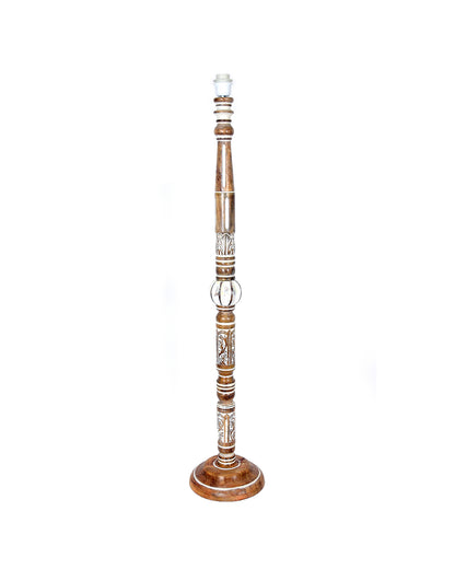 Royal Carving Antique White finish wooden floor lamp with Fabric Bird Shade