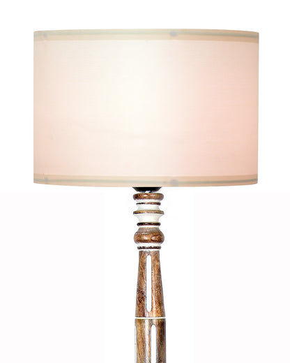 Royal Carving Antique White finish wooden floor lamp with Fabric Bird Shade