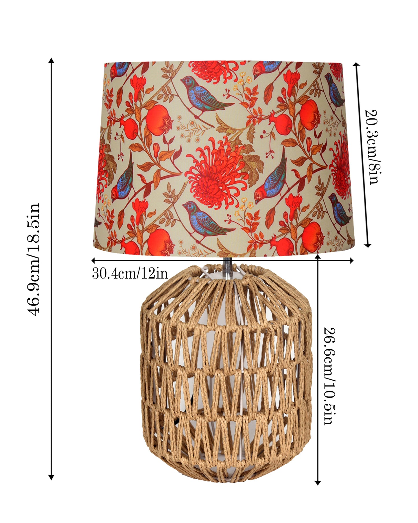 Seagrass Weave Table Lamp Coastal Cottage Bedside Desk Nightstand Lamp for Bedroom Living Room Office College Bookcase Natural Handmade Oval, Bird Drum
