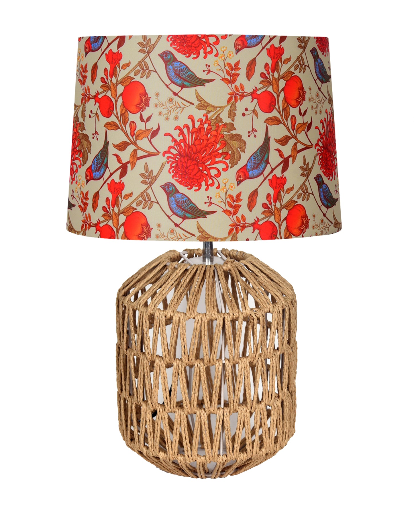 Seagrass Weave Table Lamp Coastal Cottage Bedside Desk Nightstand Lamp for Bedroom Living Room Office College Bookcase Natural Handmade Oval, Bird Drum
