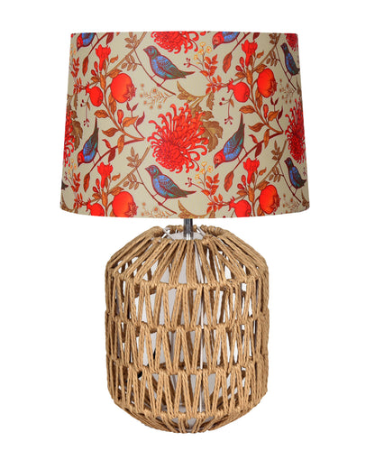 Seagrass Weave Table Lamp Coastal Cottage Bedside Desk Nightstand Lamp for Bedroom Living Room Office College Bookcase Natural Handmade Oval, Bird Drum