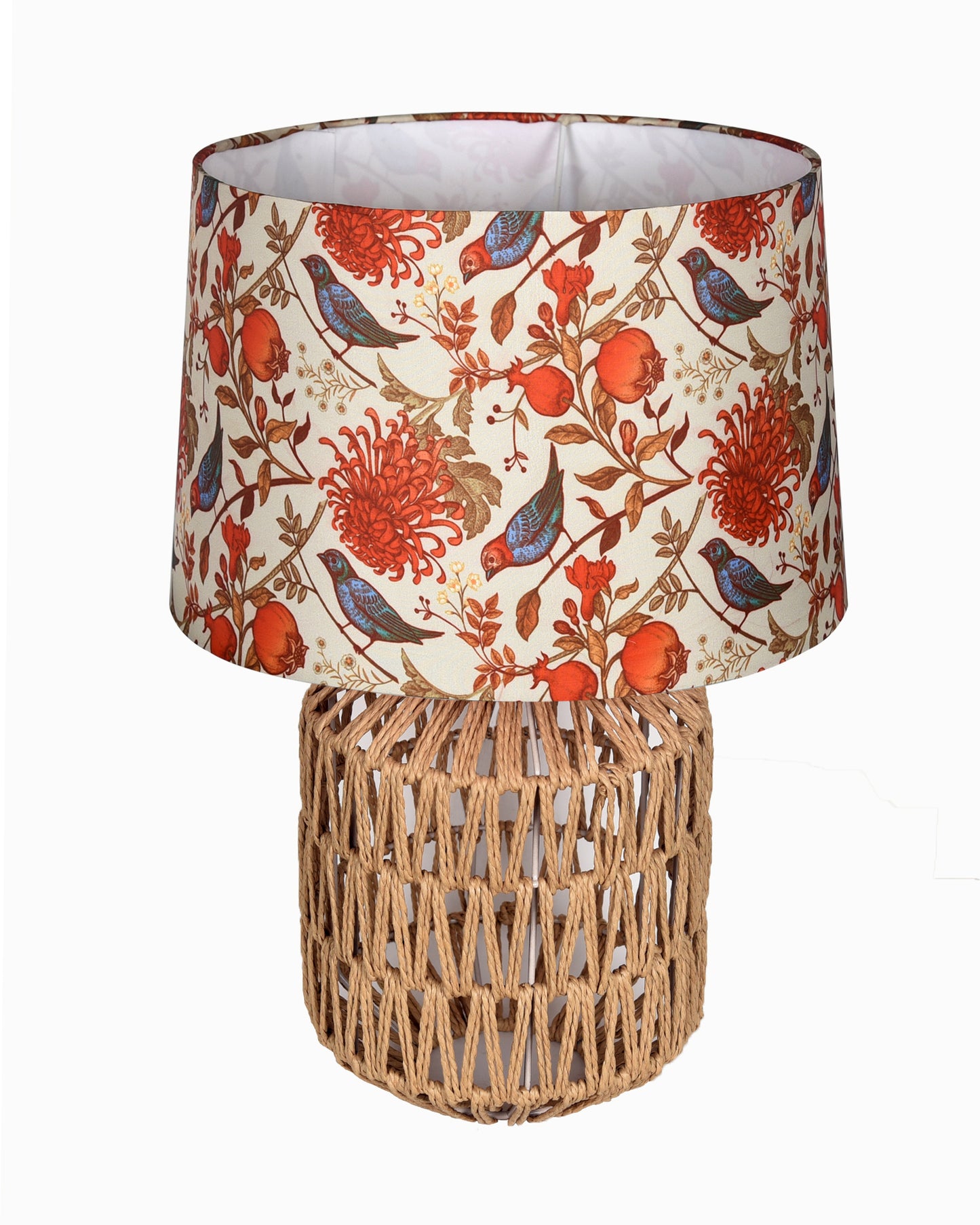 Seagrass Weave Table Lamp Coastal Cottage Bedside Desk Nightstand Lamp for Bedroom Living Room Office College Bookcase Natural Handmade Oval, Bird Drum
