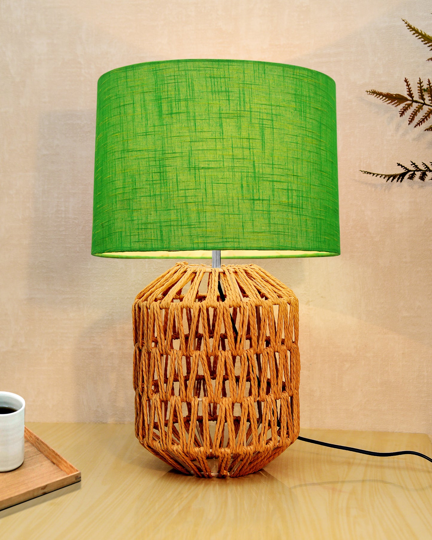 Seagrass Weave Table Lamp Coastal Cottage Bedside Desk Nightstand Lamp for Bedroom Living Room Office College Bookcase Natural Handmade Oval, Bird Drum