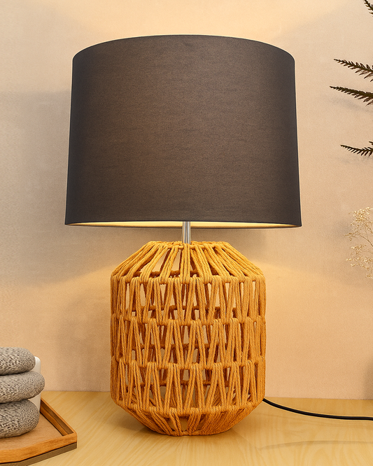 Seagrass Weave Table Lamp Coastal Cottage Bedside Desk Nightstand Lamp for Bedroom Living Room Office College Bookcase Natural Handmade Oval, Bird Drum