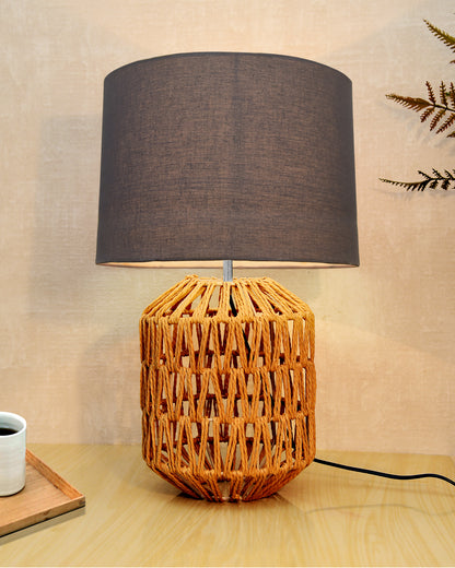 Seagrass Weave Table Lamp Coastal Cottage Bedside Desk Nightstand Lamp for Bedroom Living Room Office College Bookcase Natural Handmade Oval, Bird Drum