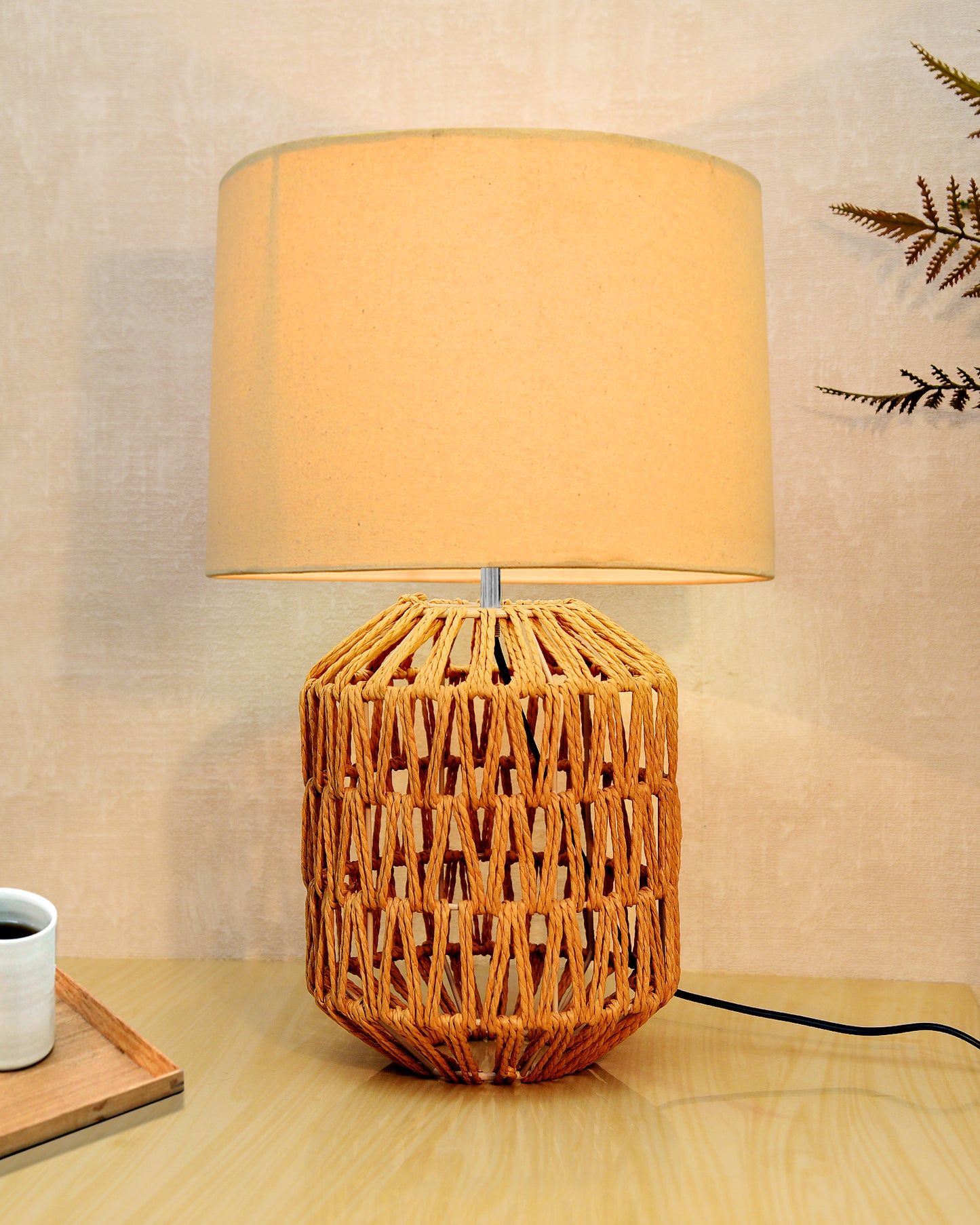Seagrass Weave Table Lamp Coastal Cottage Bedside Desk Nightstand Lamp for Bedroom Living Room Office College Bookcase Natural Handmade Oval, Bird Drum
