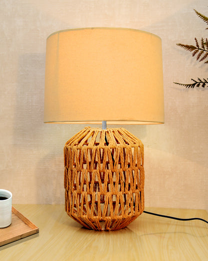 Seagrass Weave Table Lamp Coastal Cottage Bedside Desk Nightstand Lamp for Bedroom Living Room Office College Bookcase Natural Handmade Oval, Bird Drum