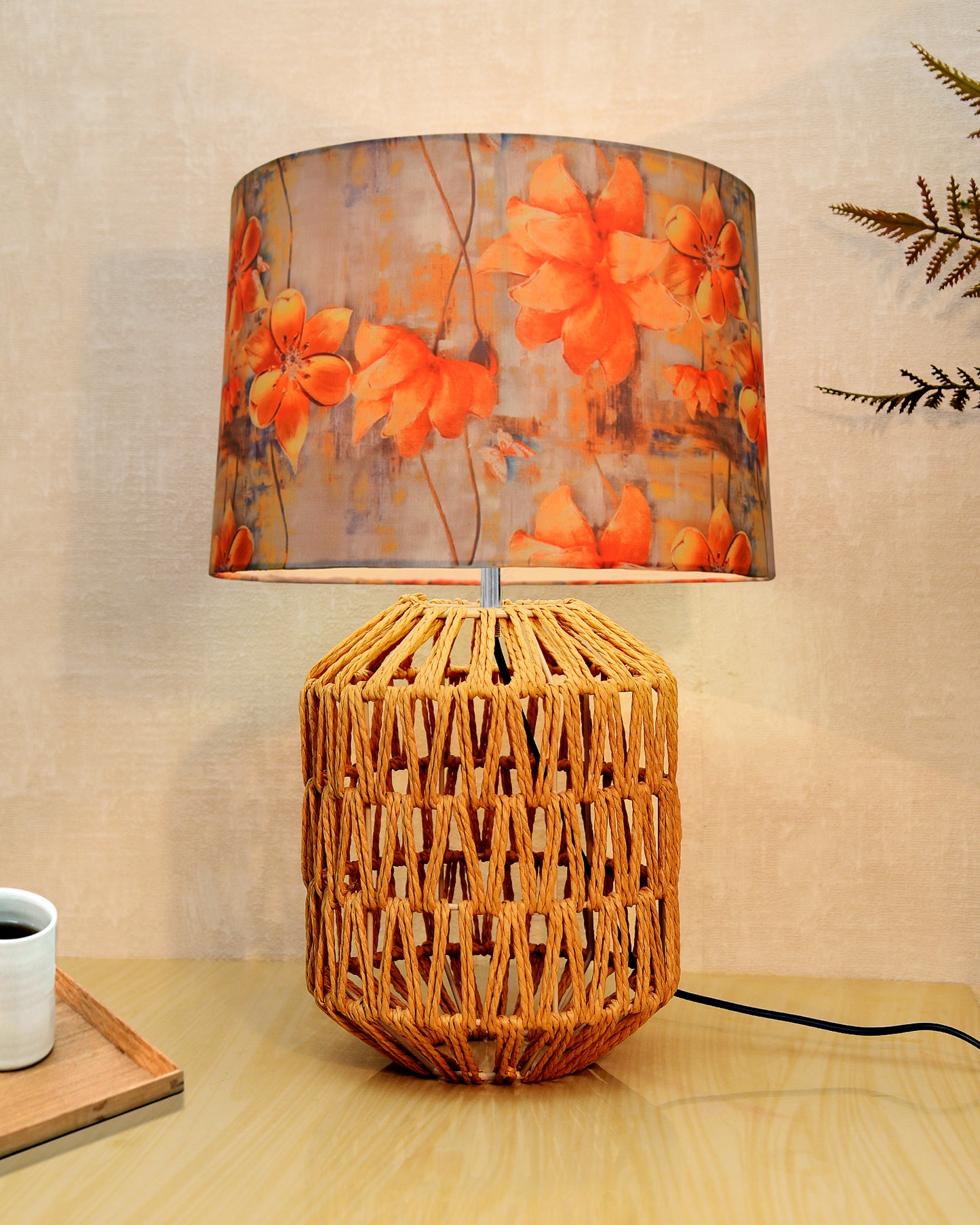 Seagrass Weave Table Lamp Coastal Cottage Bedside Desk Nightstand Lamp for Bedroom Living Room Office College Bookcase Natural Handmade Oval, Bird Drum