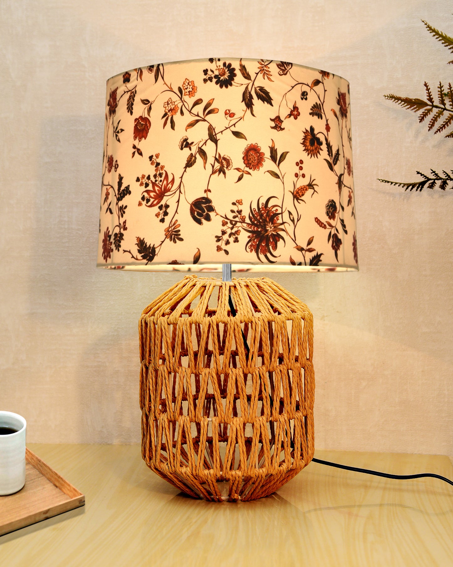 Seagrass Weave Table Lamp Coastal Cottage Bedside Desk Nightstand Lamp for Bedroom Living Room Office College Bookcase Natural Handmade Oval, Bird Drum