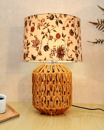 Seagrass Weave Table Lamp Coastal Cottage Bedside Desk Nightstand Lamp for Bedroom Living Room Office College Bookcase Natural Handmade Oval, Bird Drum