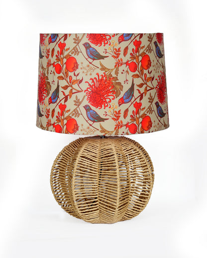 Seagrass Weave Table Lamp Coastal Cottage Bedside Desk Nightstand Lamp for Bedroom Living Room Office College Bookcase Natural Handmade Sphere, Bird Drum