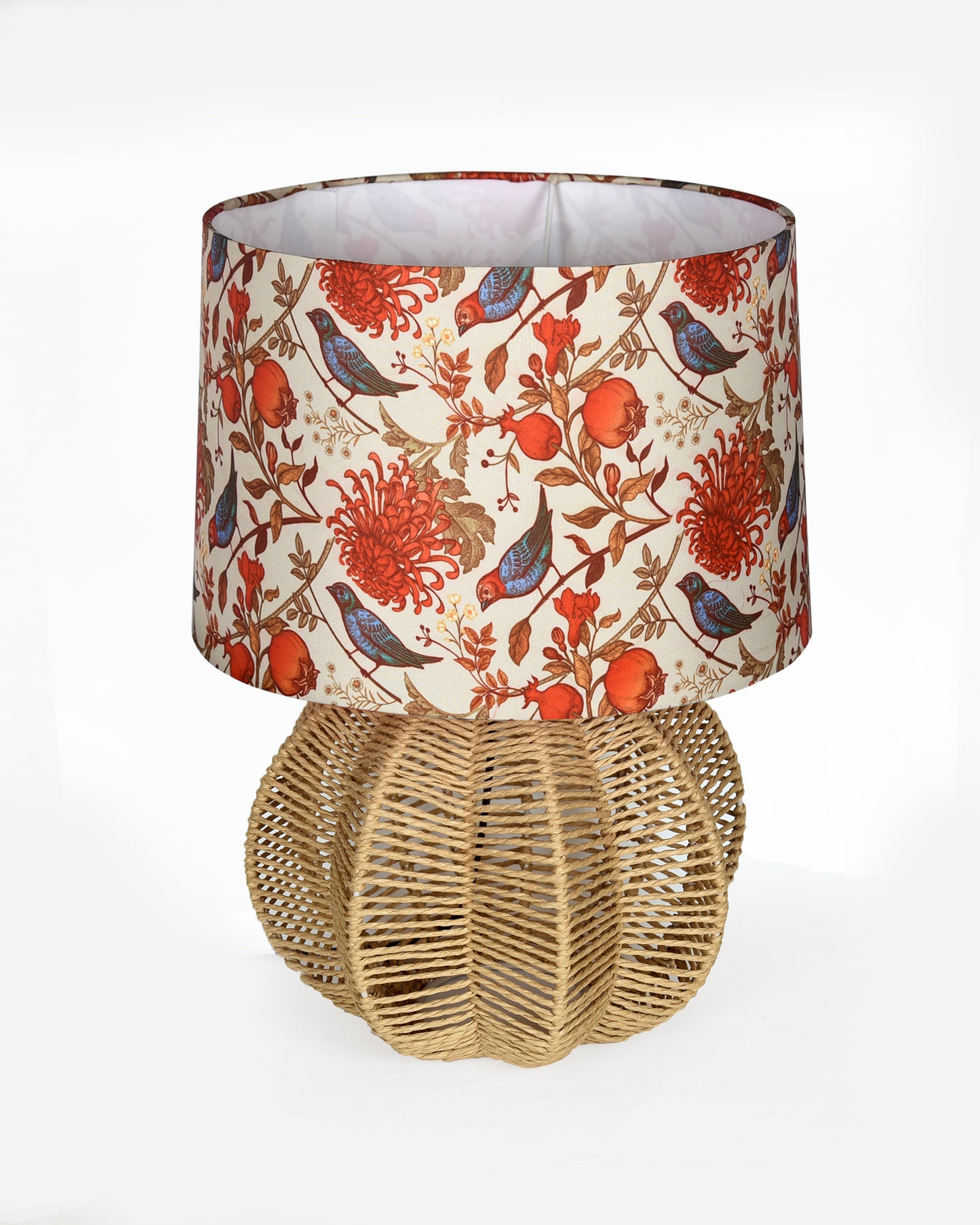 Seagrass Weave Table Lamp Coastal Cottage Bedside Desk Nightstand Lamp for Bedroom Living Room Office College Bookcase Natural Handmade Sphere, Bird Drum