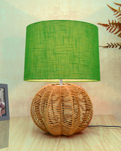 Seagrass Weave Table Lamp Coastal Cottage Bedside Desk Nightstand Lamp for Bedroom Living Room Office College Bookcase Natural Handmade Sphere, Bird Drum