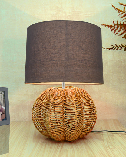 Seagrass Weave Table Lamp Coastal Cottage Bedside Desk Nightstand Lamp for Bedroom Living Room Office College Bookcase Natural Handmade Sphere, Bird Drum