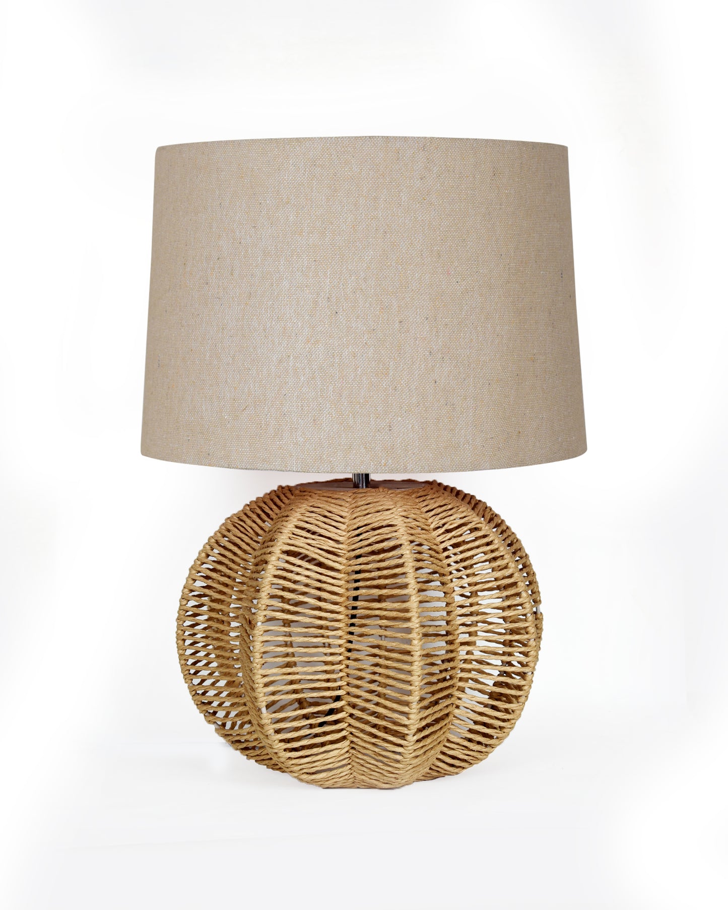 Seagrass Weave Table Lamp Coastal Cottage Bedside Desk Nightstand Lamp for Bedroom Living Room Office College Bookcase Natural Handmade Sphere, Bird Drum