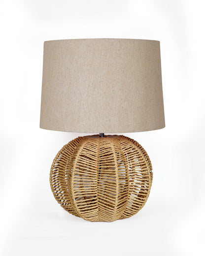 Seagrass Weave Table Lamp Coastal Cottage Bedside Desk Nightstand Lamp for Bedroom Living Room Office College Bookcase Natural Handmade Sphere, Bird Drum
