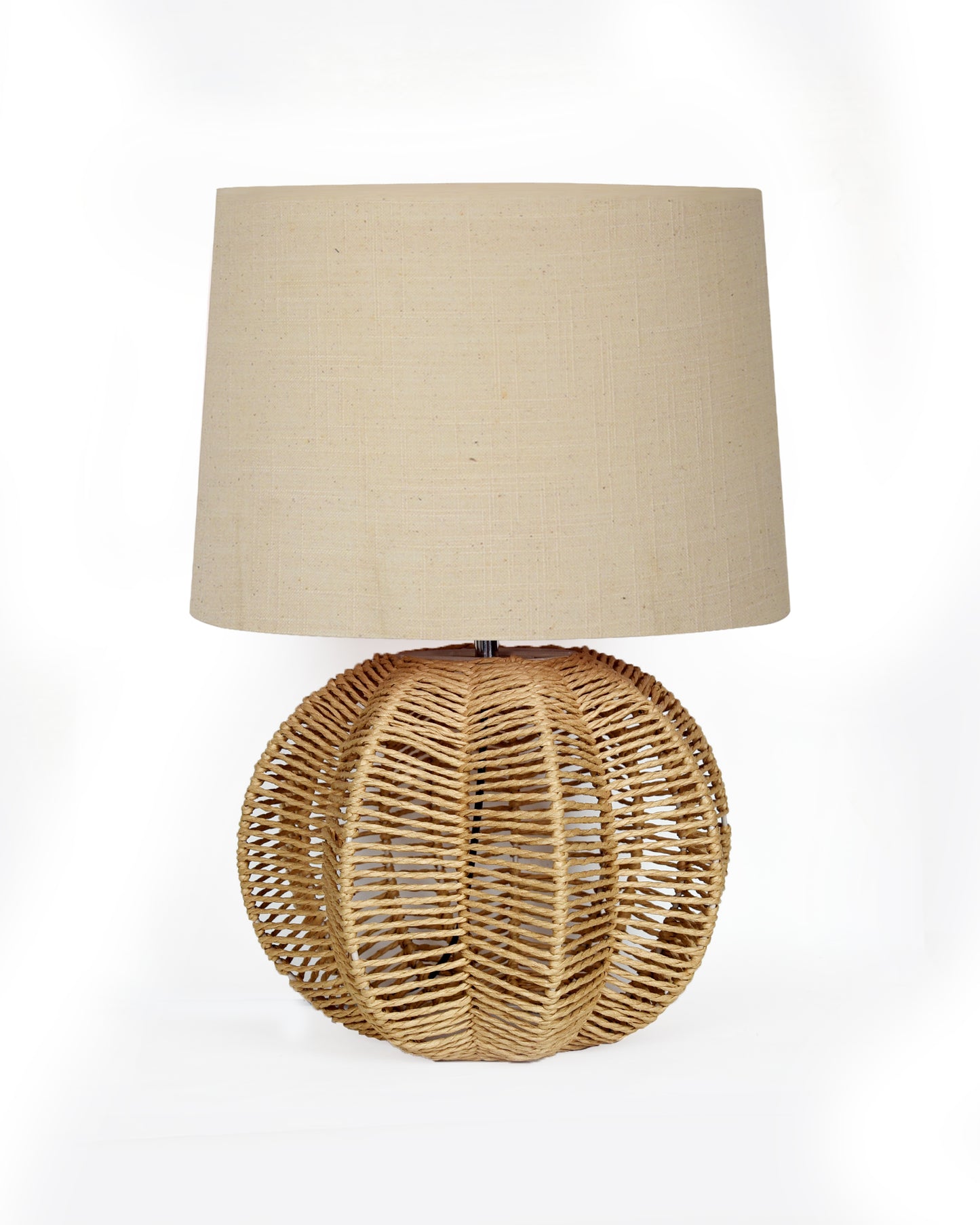 Seagrass Weave Table Lamp Coastal Cottage Bedside Desk Nightstand Lamp for Bedroom Living Room Office College Bookcase Natural Handmade Sphere, Bird Drum
