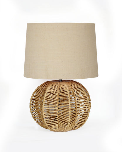 Seagrass Weave Table Lamp Coastal Cottage Bedside Desk Nightstand Lamp for Bedroom Living Room Office College Bookcase Natural Handmade Sphere, Bird Drum