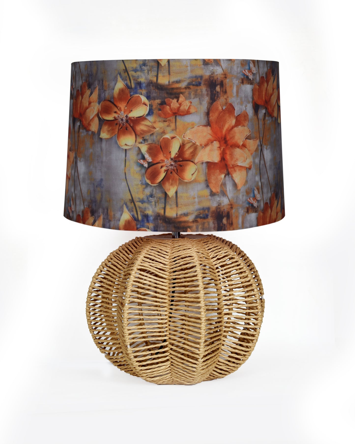 Seagrass Weave Table Lamp Coastal Cottage Bedside Desk Nightstand Lamp for Bedroom Living Room Office College Bookcase Natural Handmade Sphere, Bird Drum